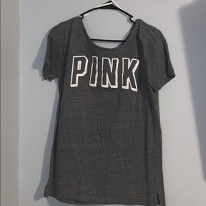 Oversized short sleeve pink wide neck tee